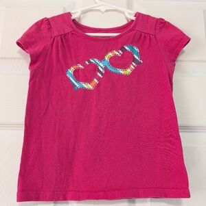 Circo Hot Pink Short Sleeve Tee with Rainbow Heart Sunglasses Girls Size 5T